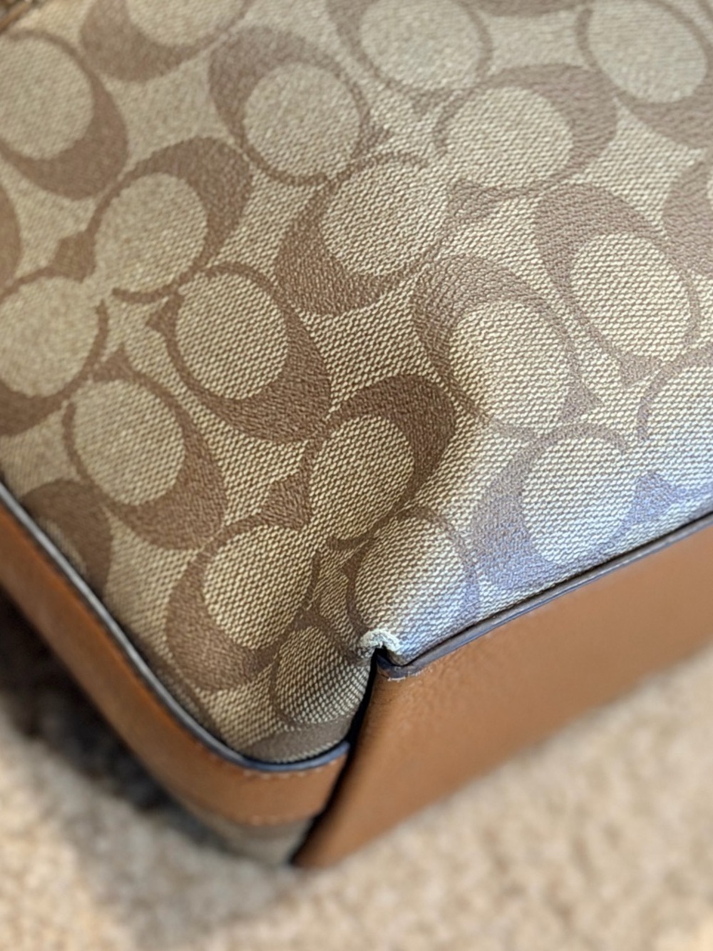 COACH Pennie Shoulder Bag in Signature Canvas Khaki Saddle C2819 - Picture 12 of 16